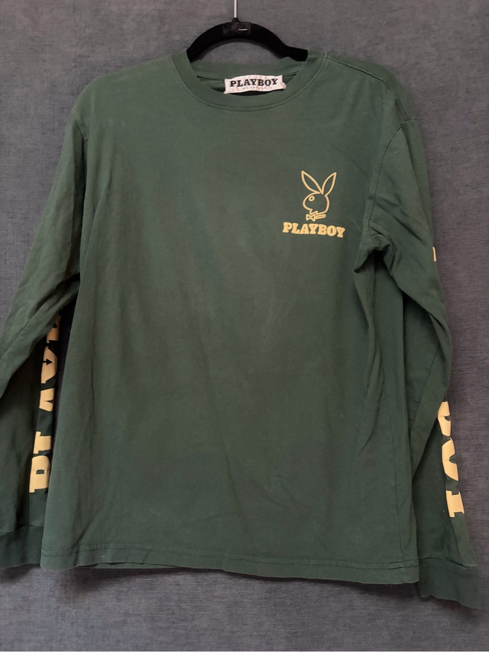 PLAYBOY Forest Green Long Sleeve Tee with Yellow Logo